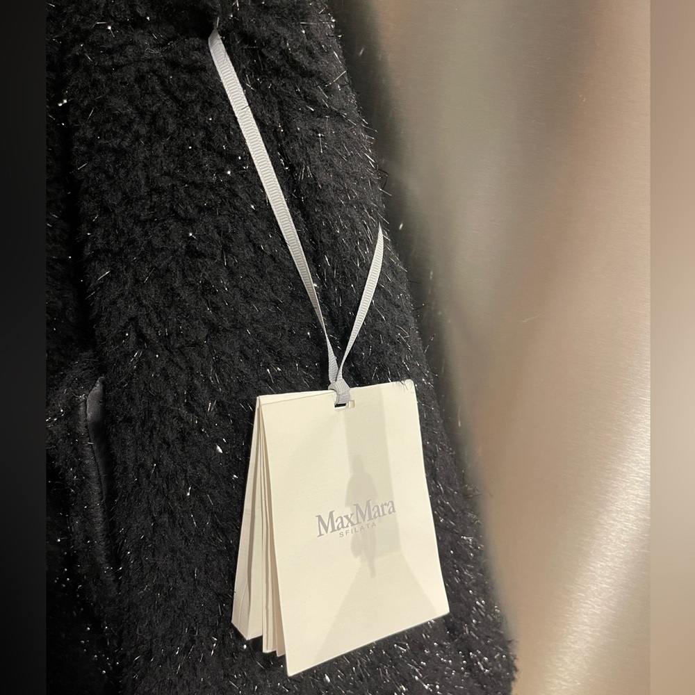 đź–¤BNWT MAX MARA SPARKLY BLACK TEDDY COATđź–¤ - Picture 13 of 14
